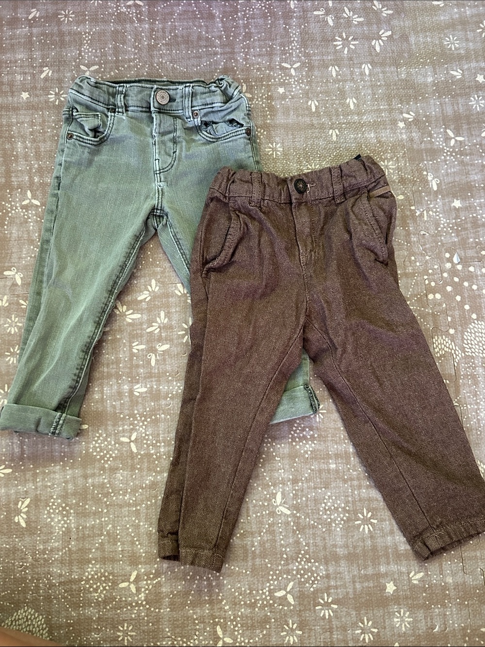 Zara Green denim and H and M Brown pants